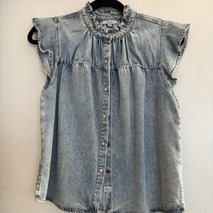 Rails Ruthie Flutter-Sleeve Denim Blouse XXS
